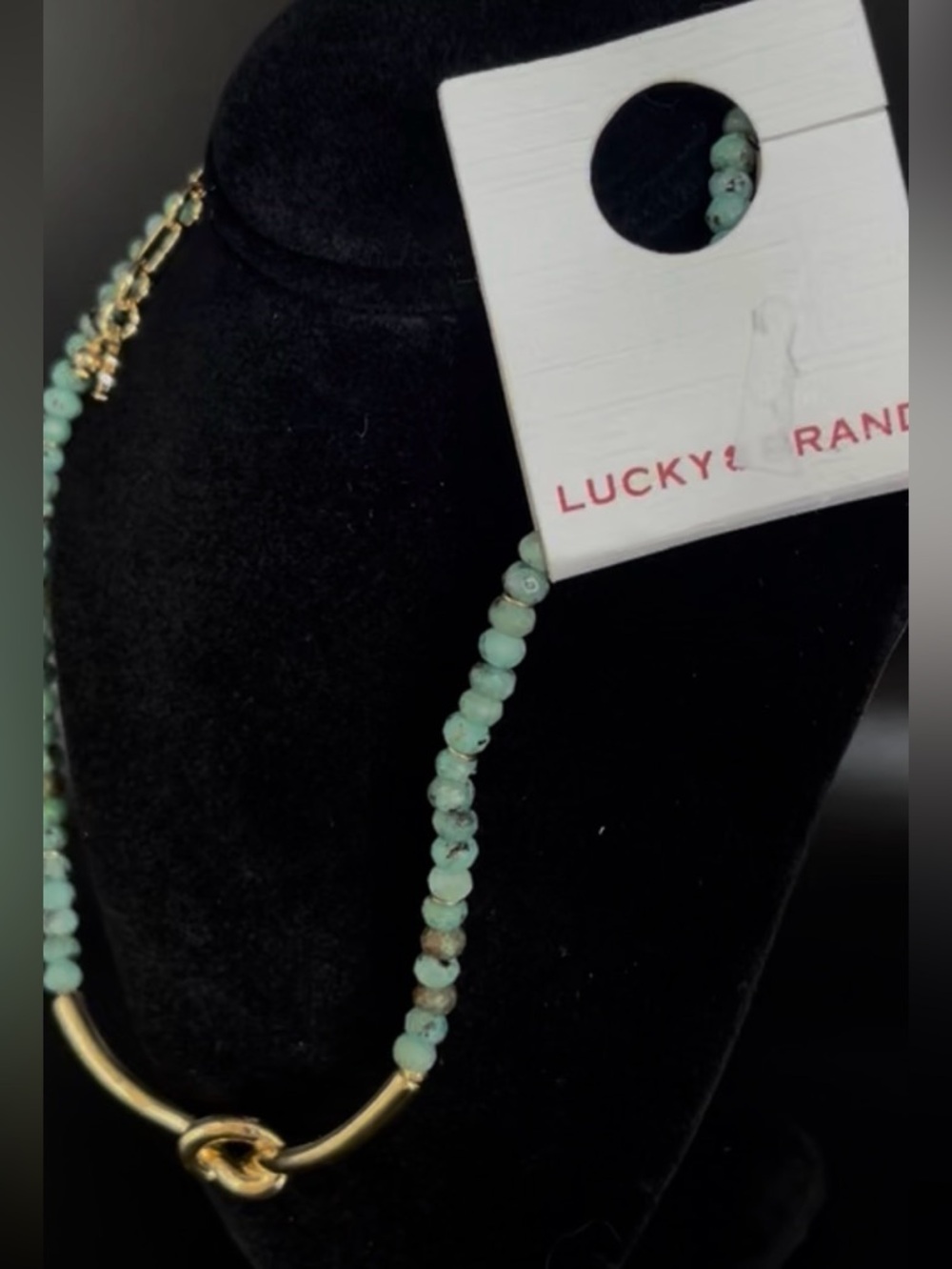Lucky Brand Green Bead Necklace with Gold Knot Accent - Picture 5 of 5